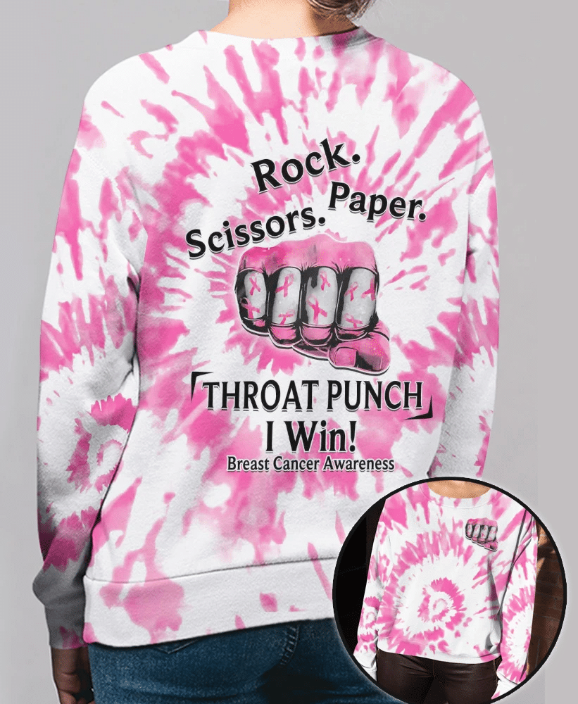 Throat Punch I Win Breast Cancer - Brustkrebs-Aufklärungs-T-Shirt und Hoodie 0822