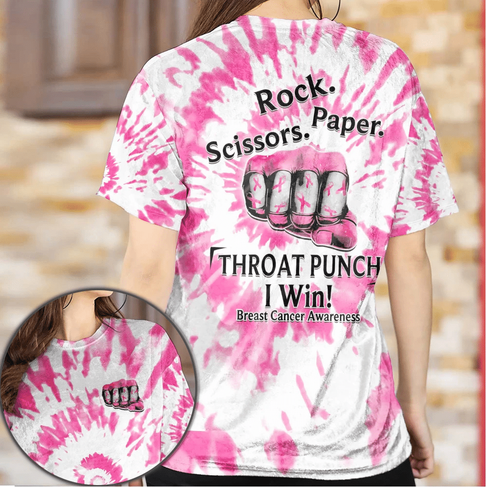 Throat Punch I Win Breast Cancer - Brustkrebs-Aufklärungs-T-Shirt und Hoodie 0822