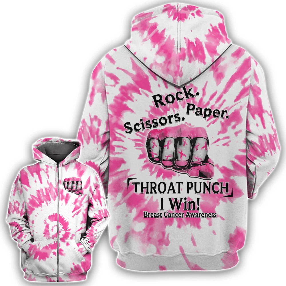 Throat Punch I Win Breast Cancer - Brustkrebs-Aufklärungs-T-Shirt und Hoodie 0822