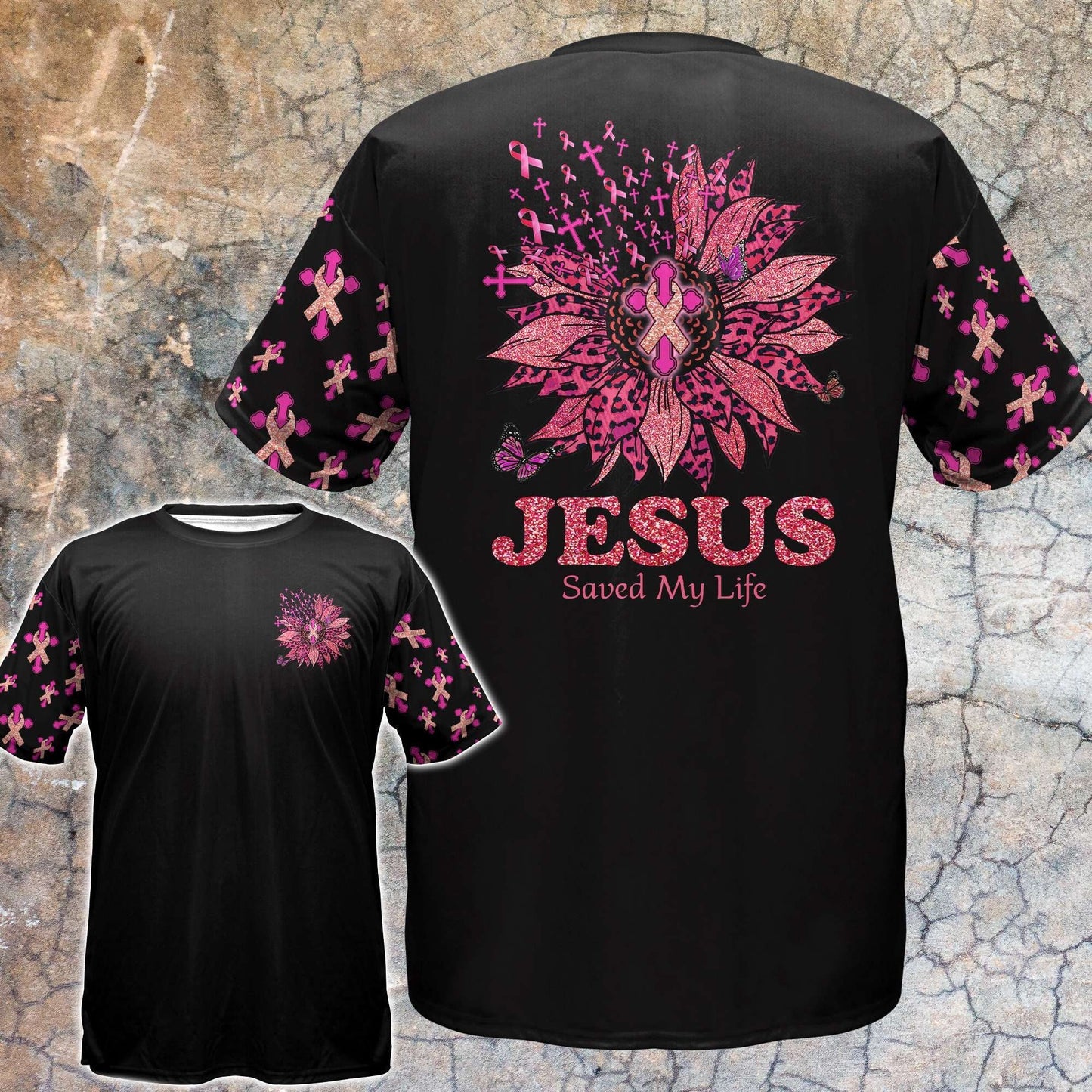 Leopard Sunflower Breast Cancer Faith - Breast Cancer Awareness All Over T-shirt and Hoodie 0822
