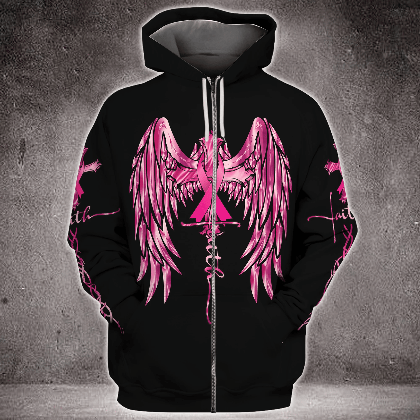 Faith Wings Cross Breast Cancer - Breast Cancer Awareness All Over T-shirt and Hoodie 0822