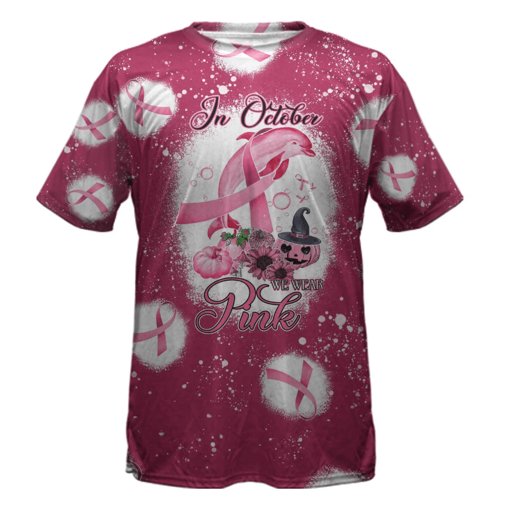 In October We Wear Pink - Breast Cancer Awareness All Over T-shirt and Hoodie 0822