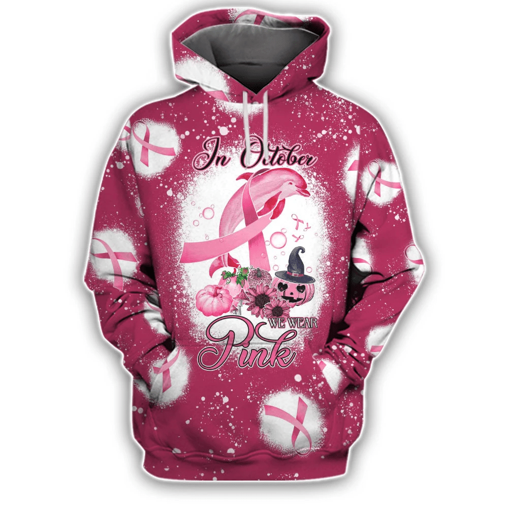 In October We Wear Pink - Breast Cancer Awareness All Over T-shirt and Hoodie 0822