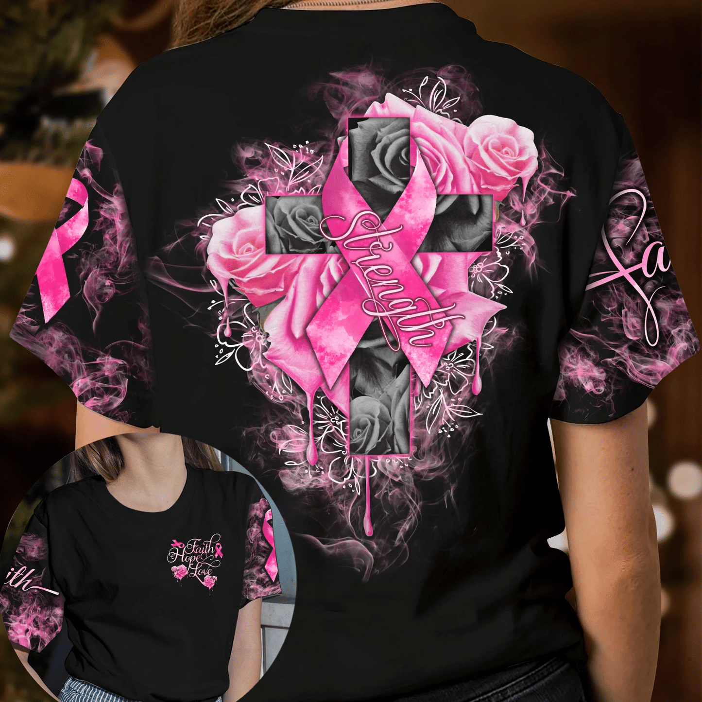 Faith Hope Love - Breast Cancer Awareness All Over T-shirt and Hoodie 0822