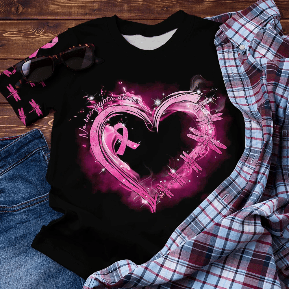 Niemand kämpft allein gegen Brustkrebs – T-Shirt und Hoodie zur Sensibilisierung für Brustkrebs 0822