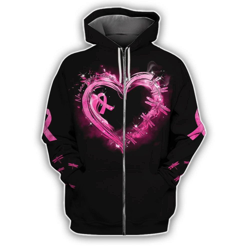 Niemand kämpft allein gegen Brustkrebs – T-Shirt und Hoodie zur Sensibilisierung für Brustkrebs 0822