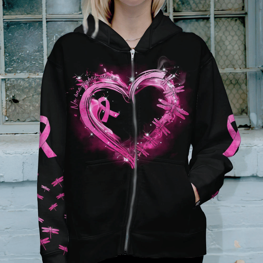 Niemand kämpft allein gegen Brustkrebs – T-Shirt und Hoodie zur Sensibilisierung für Brustkrebs 0822