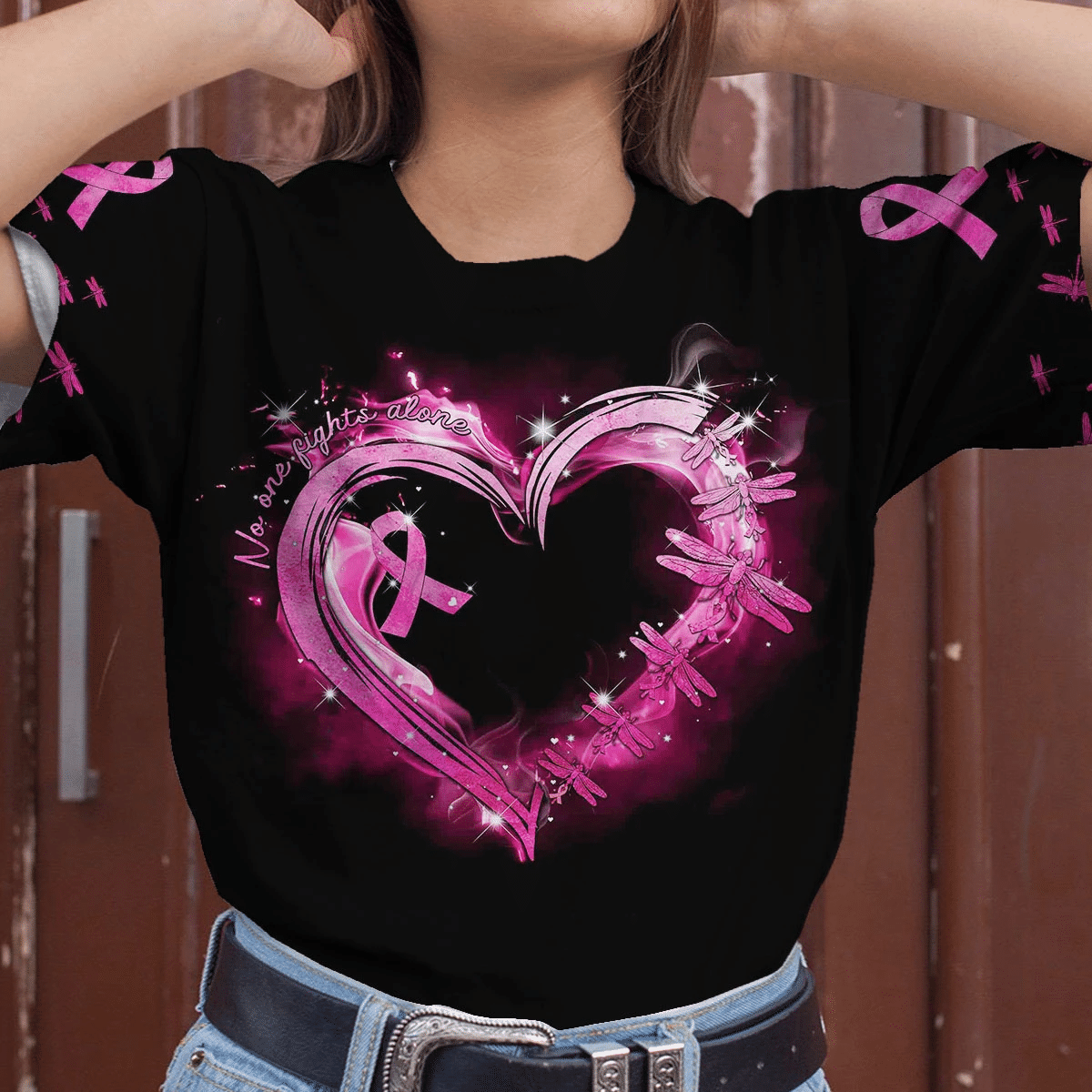 Niemand kämpft allein gegen Brustkrebs – T-Shirt und Hoodie zur Sensibilisierung für Brustkrebs 0822