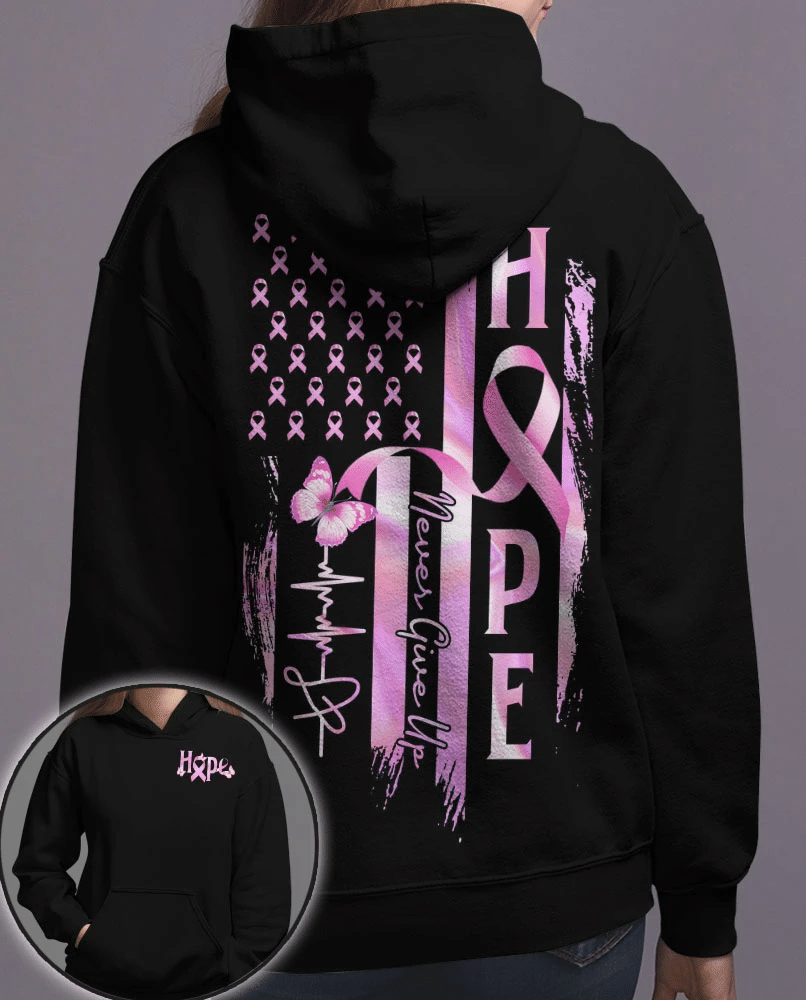 Hope Flag Never Give Up - Breast Cancer Awareness All Over T-shirt and Hoodie 0822