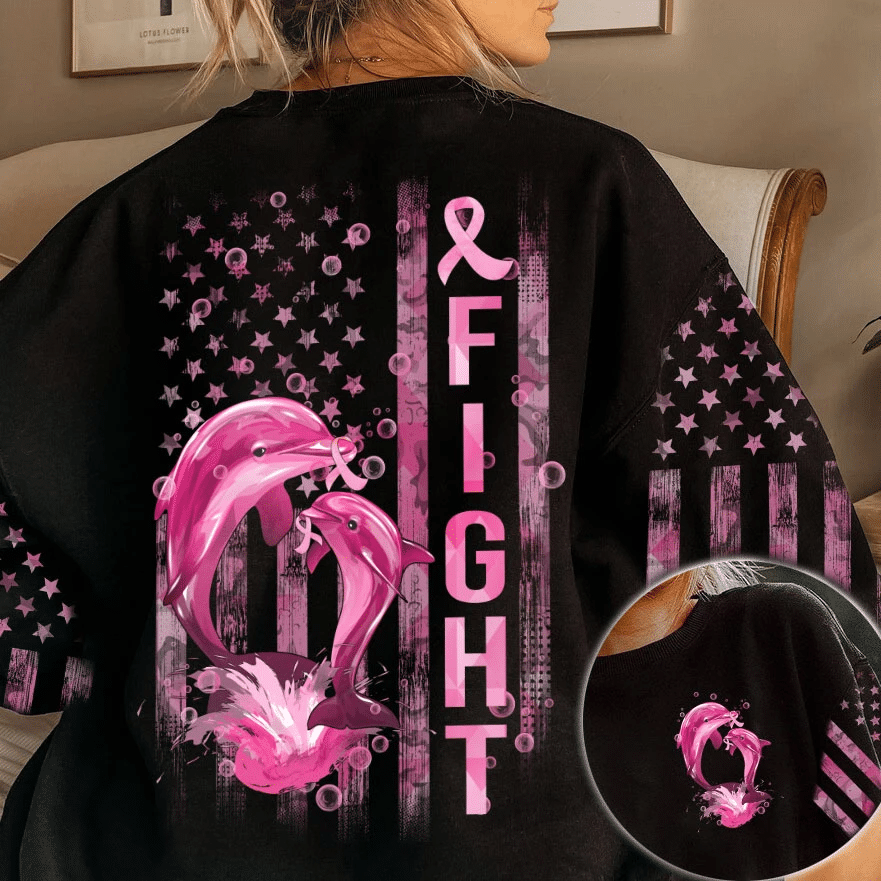 Fight Dolphin Flag – T-Shirt und Hoodie zur Sensibilisierung für Brustkrebs 0822