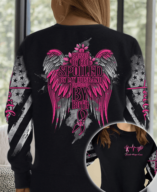 Blessed By God Breast Cancer - Breast Cancer Awareness All Over T-shirt and Hoodie 0822