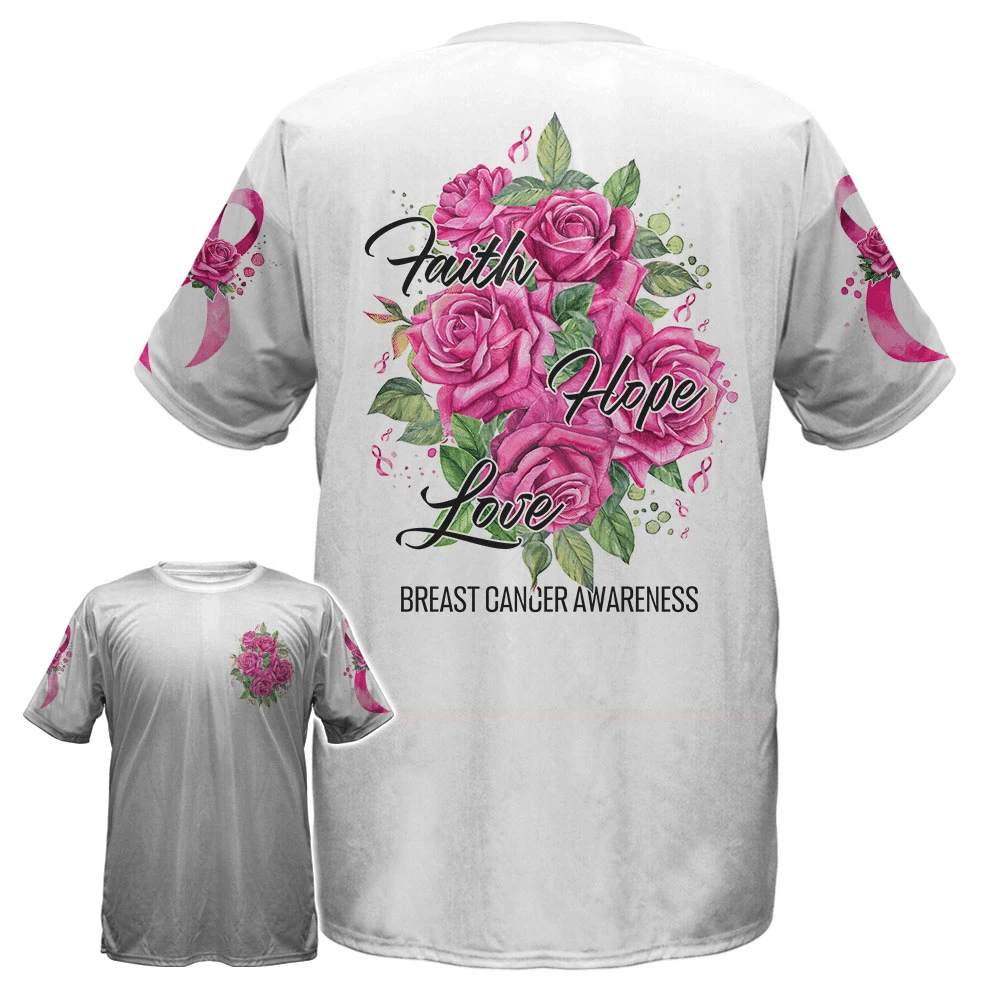 Rosen Glaube Hoffnung Liebe – T-Shirt und Hoodie zur Brustkrebsvorsorge (0822)