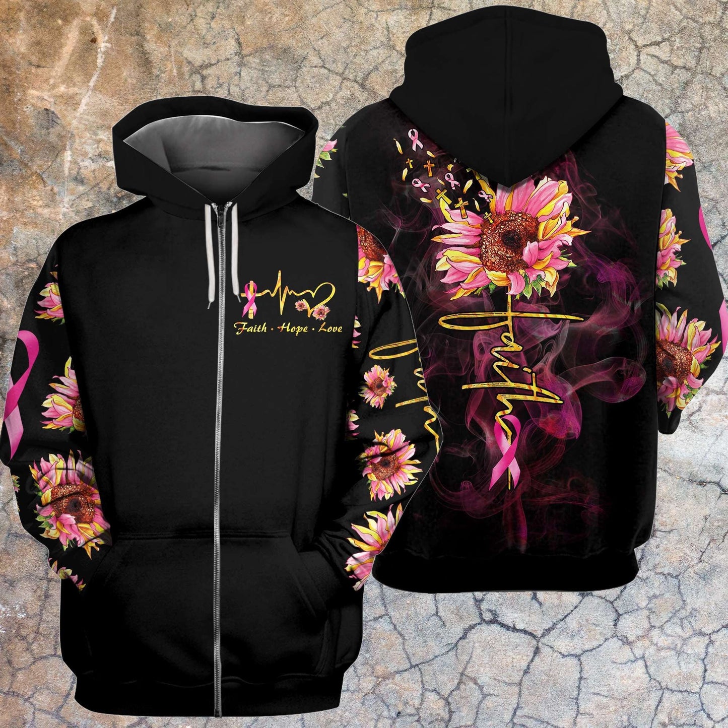 Faith Sunflower Brustkrebs - T-Shirt und Hoodie zur Sensibilisierung für Brustkrebs 0822