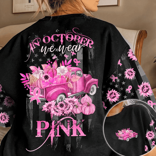 In October We Wear Pink - Breast Cancer Awareness All Over T-shirt and Hoodie 0822