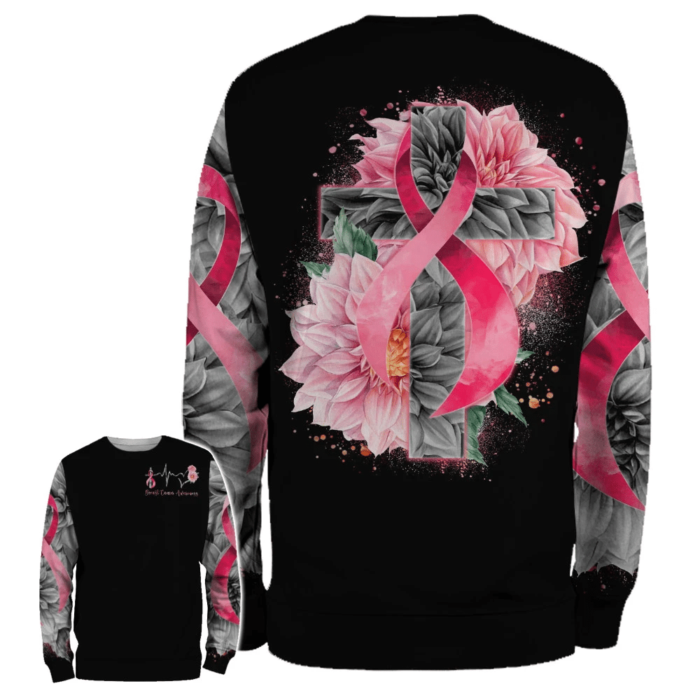 Herzschlag-Rosa Schleife – T-Shirt und Hoodie zur Sensibilisierung für Brustkrebs 0822