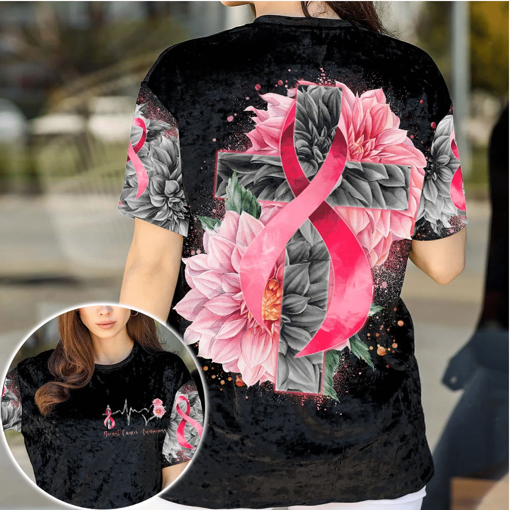 Herzschlag-Rosa Schleife – T-Shirt und Hoodie zur Sensibilisierung für Brustkrebs 0822