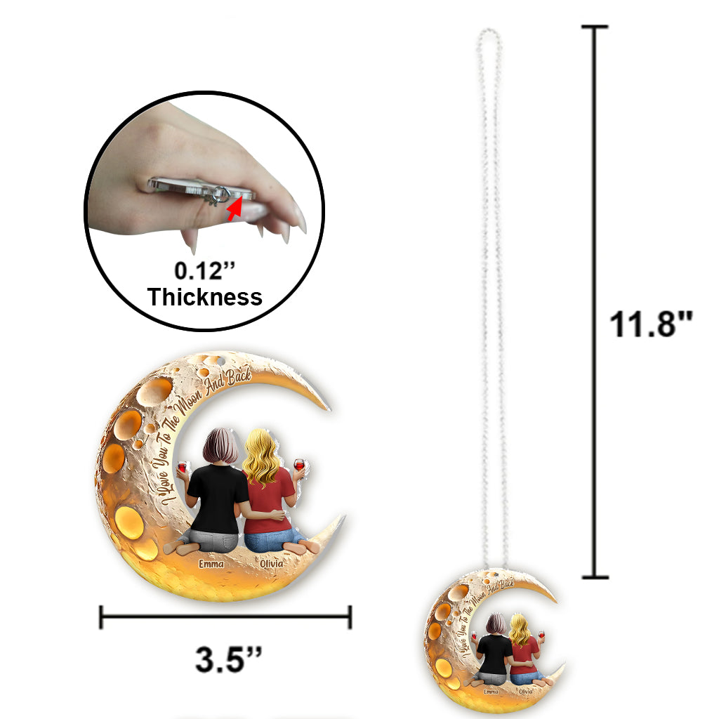 Ich liebe dich bis zum Mond und zurück – Personalisierter Autoanhänger für Mutter