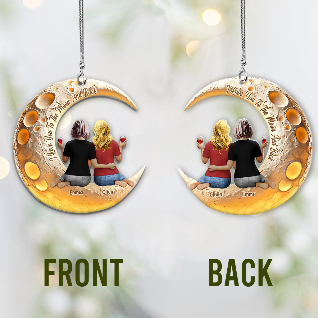 Ich liebe dich bis zum Mond und zurück – Personalisierter Autoanhänger für Mutter