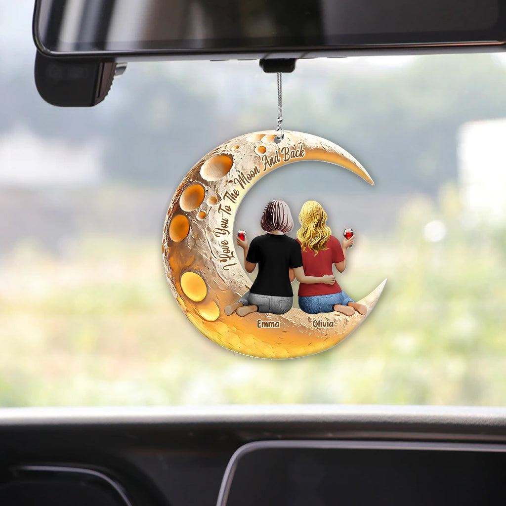 Ich liebe dich bis zum Mond und zurück – Personalisierter Autoanhänger für Mutter