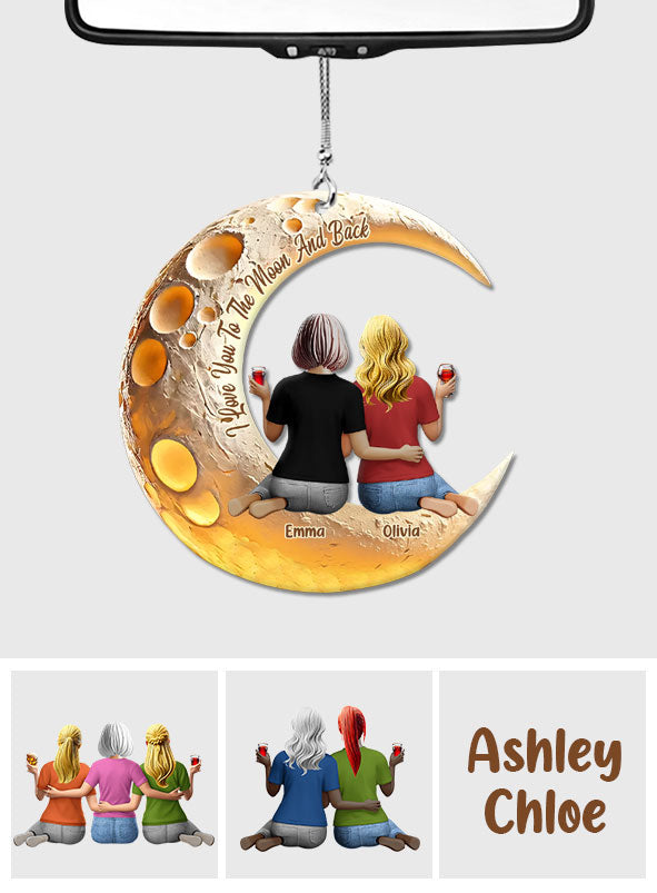 Ich liebe dich bis zum Mond und zurück – Personalisierter Autoanhänger für Mutter