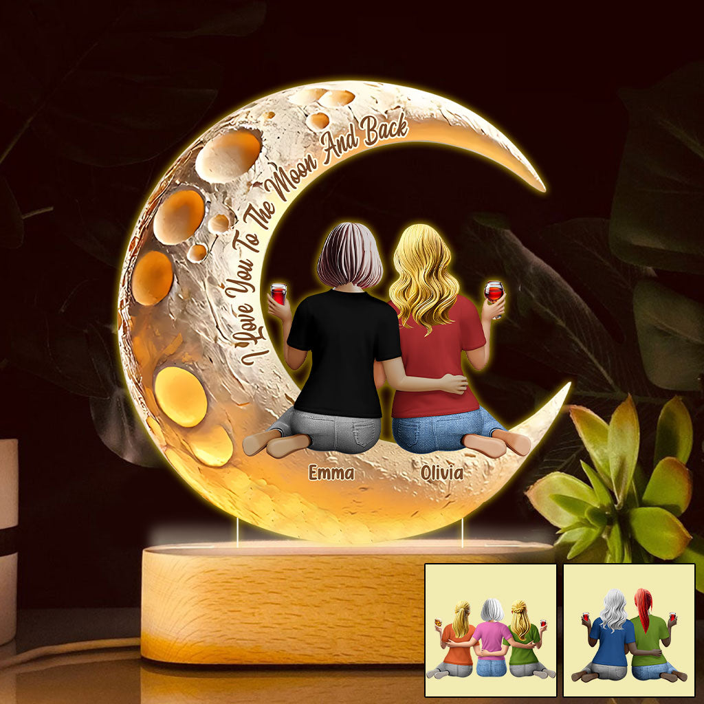 Ich liebe dich bis zum Mond und zurück – Personalisierte, mutterförmige Plakettenleuchte