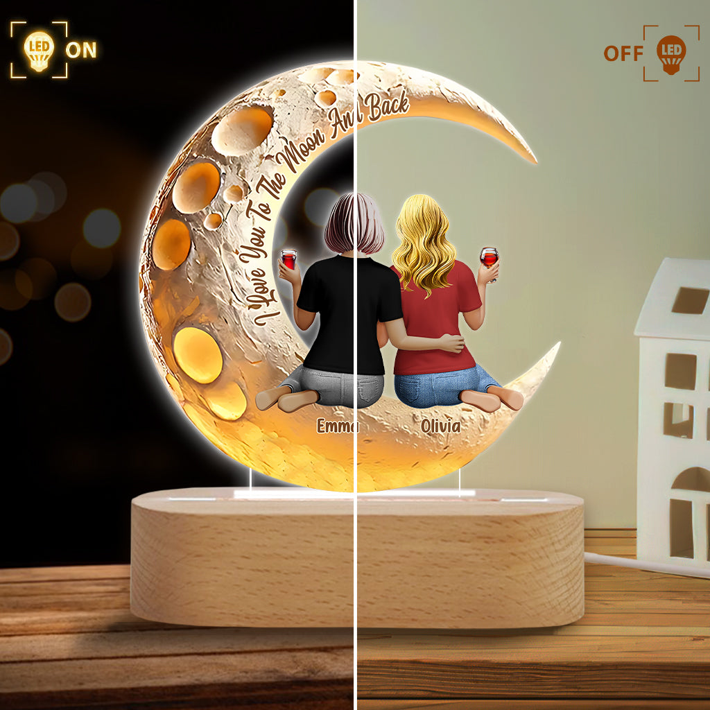 Ich liebe dich bis zum Mond und zurück – Personalisierte, mutterförmige Plakettenleuchte