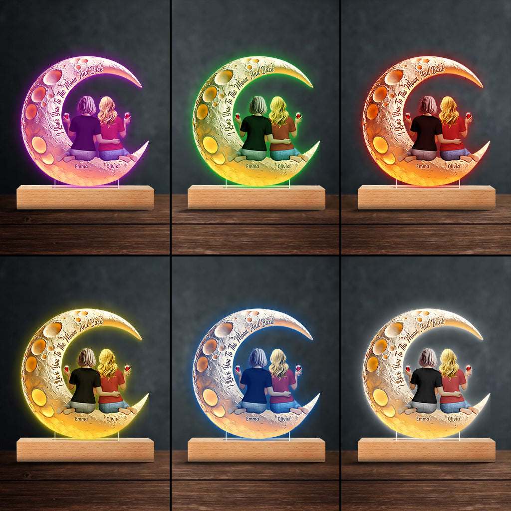 Ich liebe dich bis zum Mond und zurück – Personalisierte, mutterförmige Plakettenleuchte