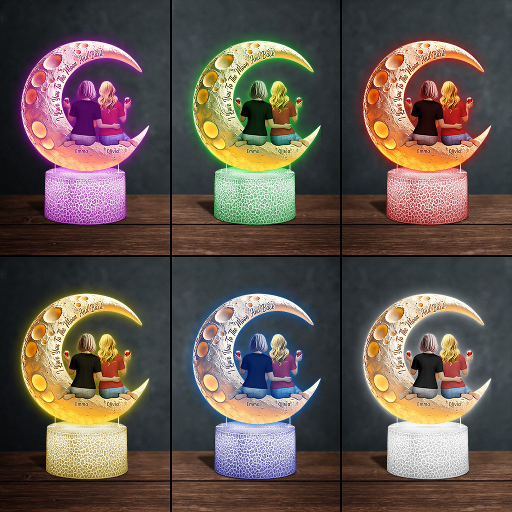 Ich liebe dich bis zum Mond und zurück – Personalisierte, mutterförmige Plakettenleuchte