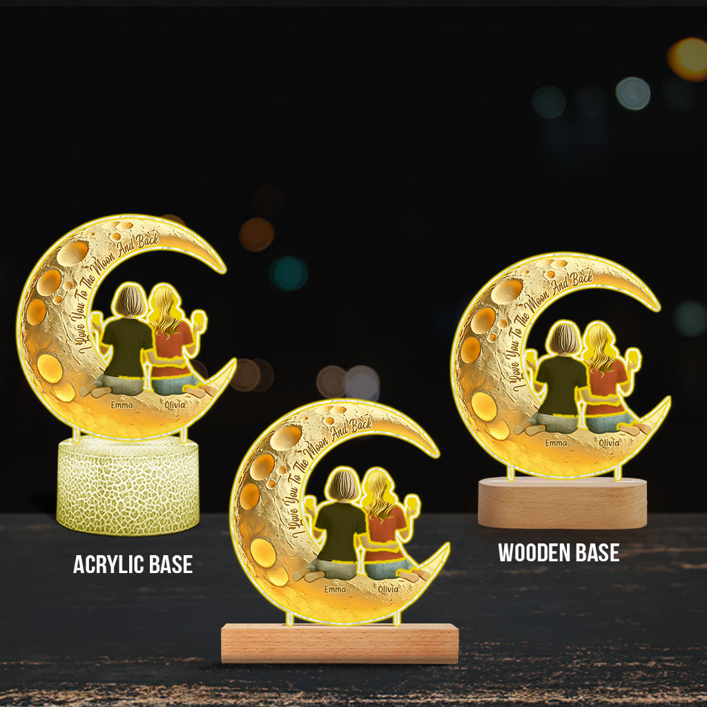 Ich liebe dich bis zum Mond und zurück – Personalisierte, mutterförmige Plakettenleuchte