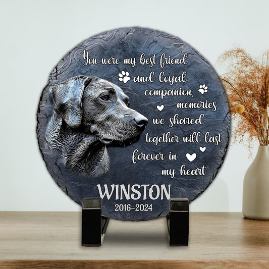 Du warst mein bester Freund und treuer Begleiter – personalisierter runder Stein in Hundeform