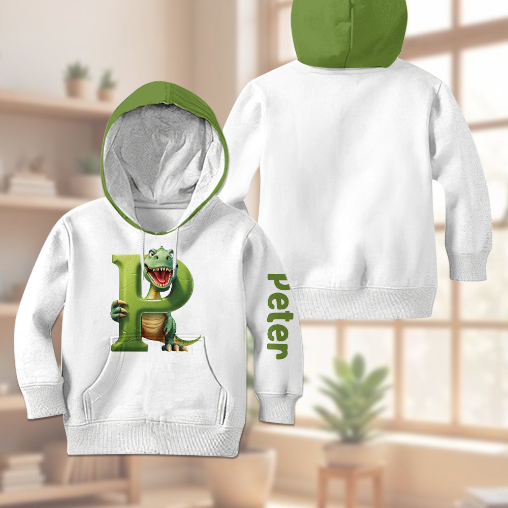 Dinosaurier-Buchstaben-Alphabet – Personalisierter Kinder-Hoodie & Kinder-Jogginghose