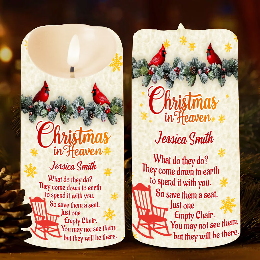 Christmas In Heaven - Personalized Memorial Flameless Candle