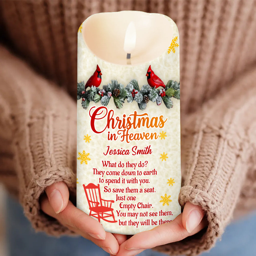 Christmas In Heaven - Personalized Memorial Flameless Candle