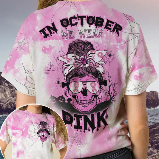 In October We Wear Pink - Breast Cancer Awareness All Over T-shirt and Hoodie 0822