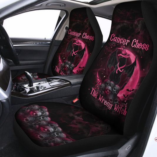 Breast Cancer Chose The Wrong Witch Black Cat Automotive-  Breast Cancer Awareness Seat Covers 0822