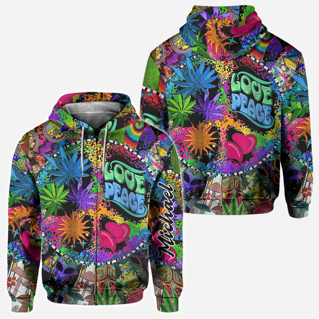 Love Peace - Personalized Hippie All Over Shirt