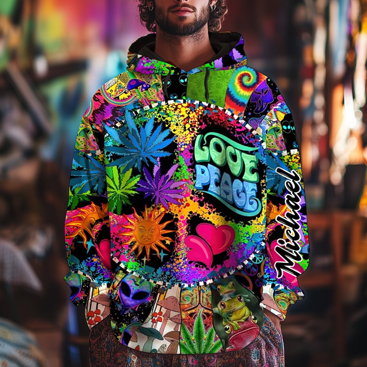 Love Peace - Personalized Hippie All Over Shirt