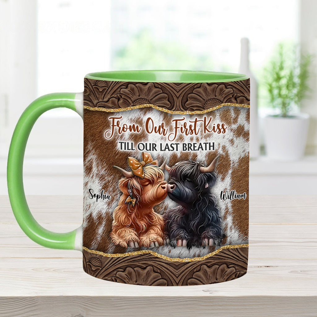 From Our First Kiss Till Our Last Breath - Personalized Accent Mug