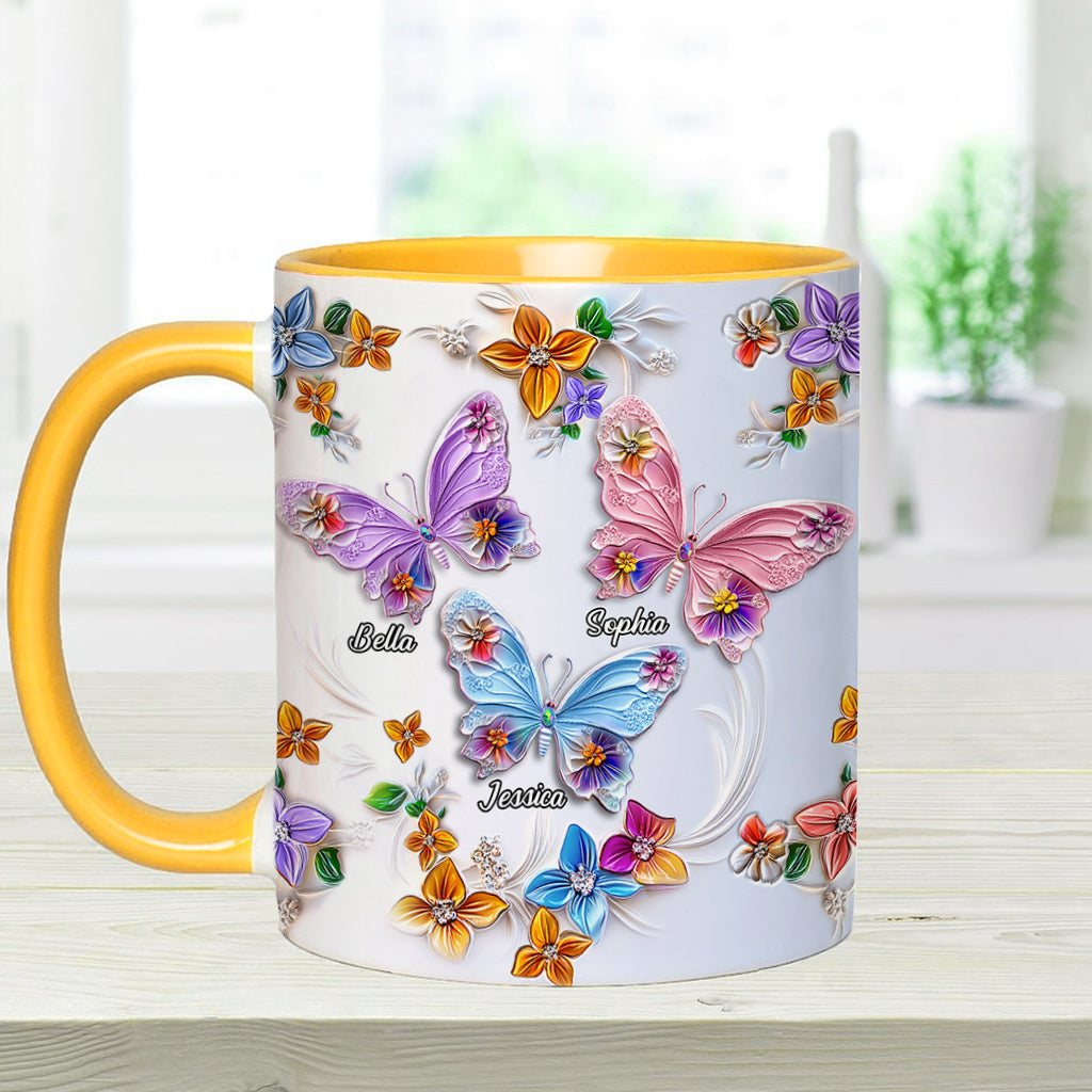 Sisters Are Like Butterflies - Personalized Bestie Accent Mug