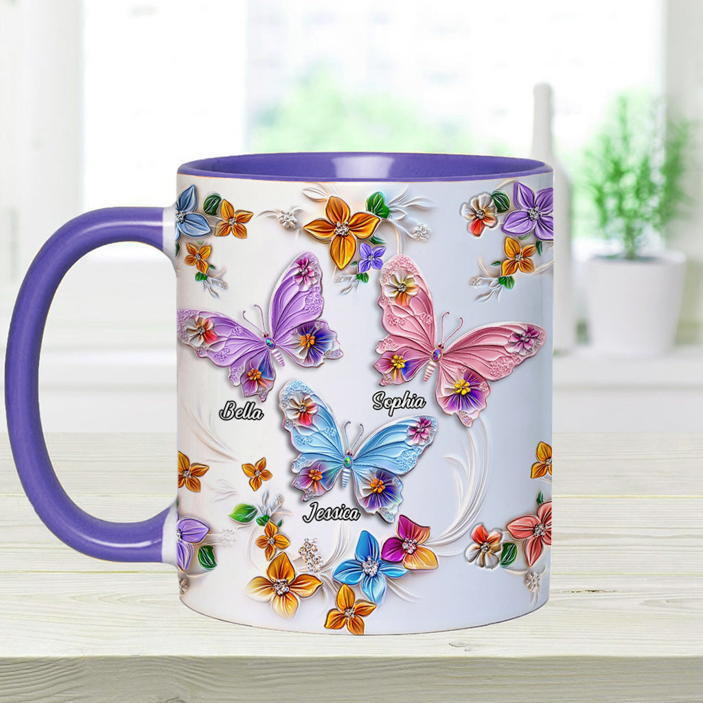 Sisters Are Like Butterflies - Personalized Bestie Accent Mug