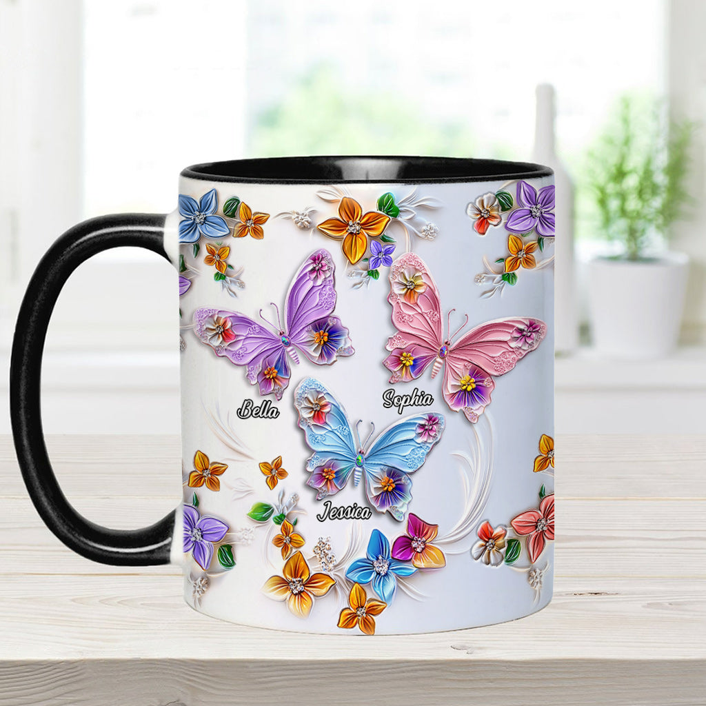 Sisters Are Like Butterflies - Personalized Bestie Accent Mug