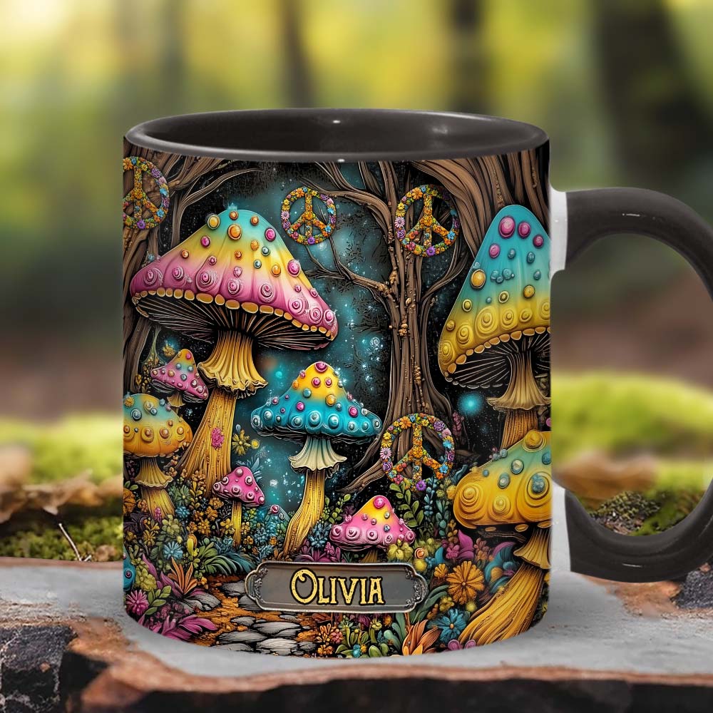 Zauberpilz - Personalisierte Tasse mit Hippie-Akzent