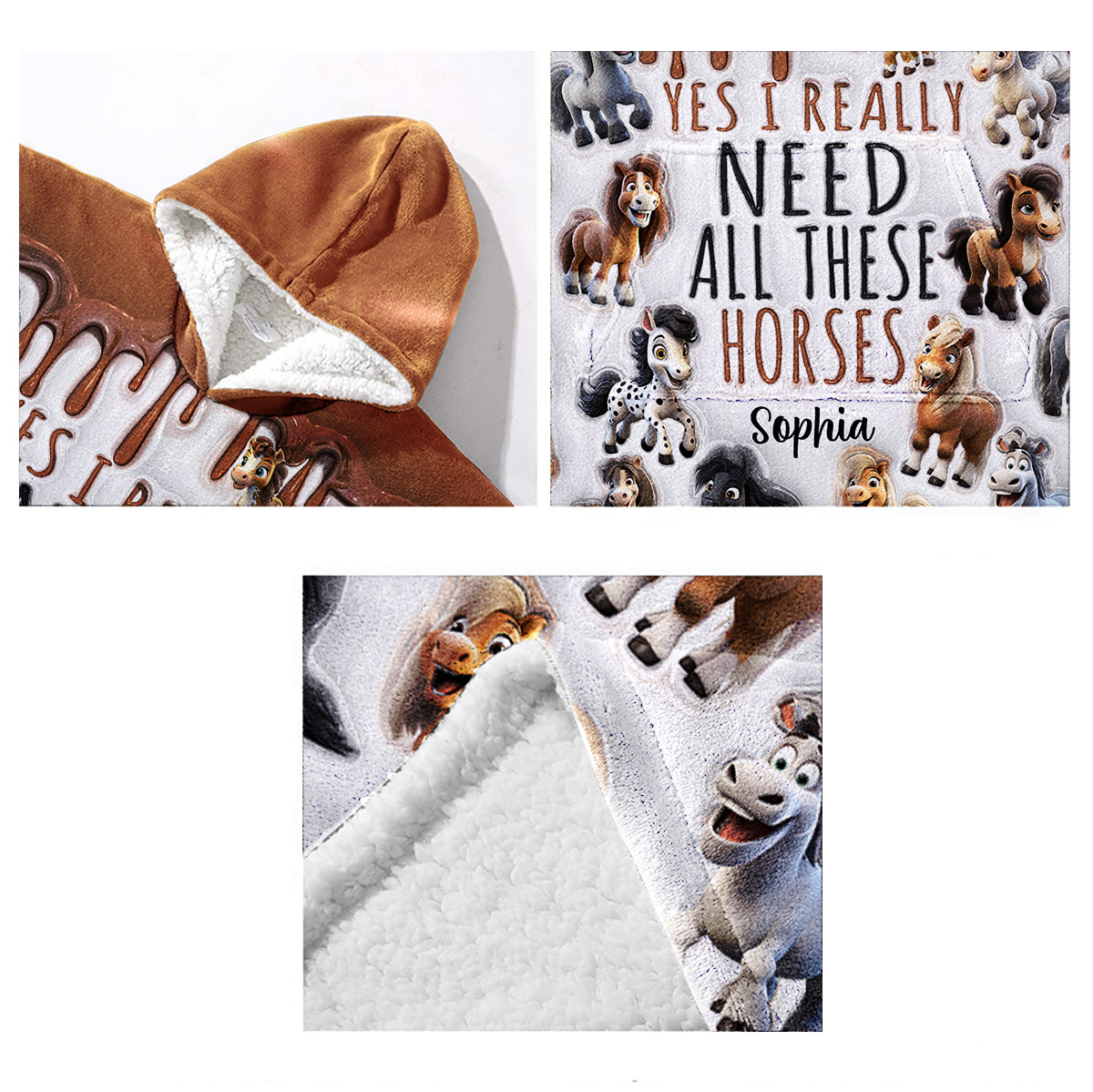 Ich brauche all diese Pferde – Personalisierter Pferde-Hoodie