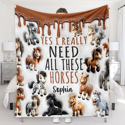 I Need All These Horses - Personalized Horse Blanket