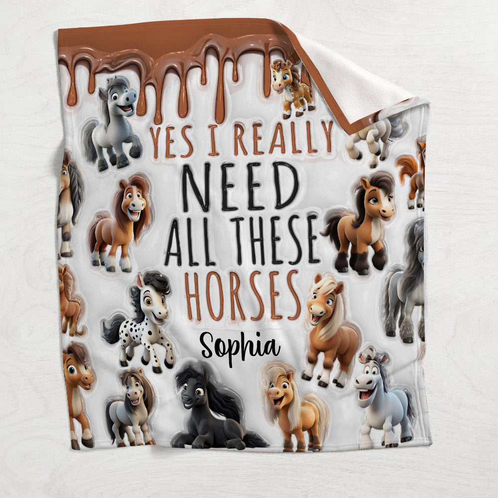 I Need All These Horses - Personalized Horse Blanket
