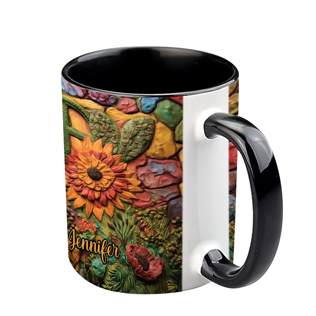 Hippie-Mädchen, Hippie-Seele, Frieden, Liebe – Personalisierte Tasse mit Hippie-Akzent