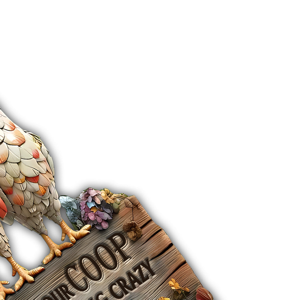 Willkommen in unserem Hühnerstall – personalisiertes Metallschild mit Hühnermotiv