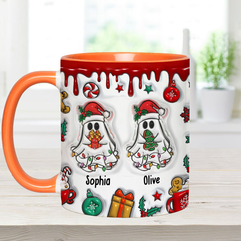 Lustige Weihnachtstasse mit Geisterfreunden-Motiv – personalisierte Tasse mit dem Aufdruck „Beste Freundin“