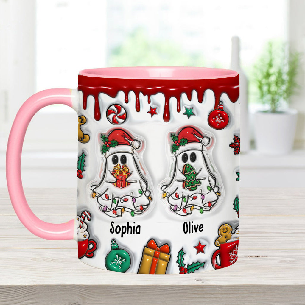 Lustige Weihnachtstasse mit Geisterfreunden-Motiv – personalisierte Tasse mit dem Aufdruck „Beste Freundin“
