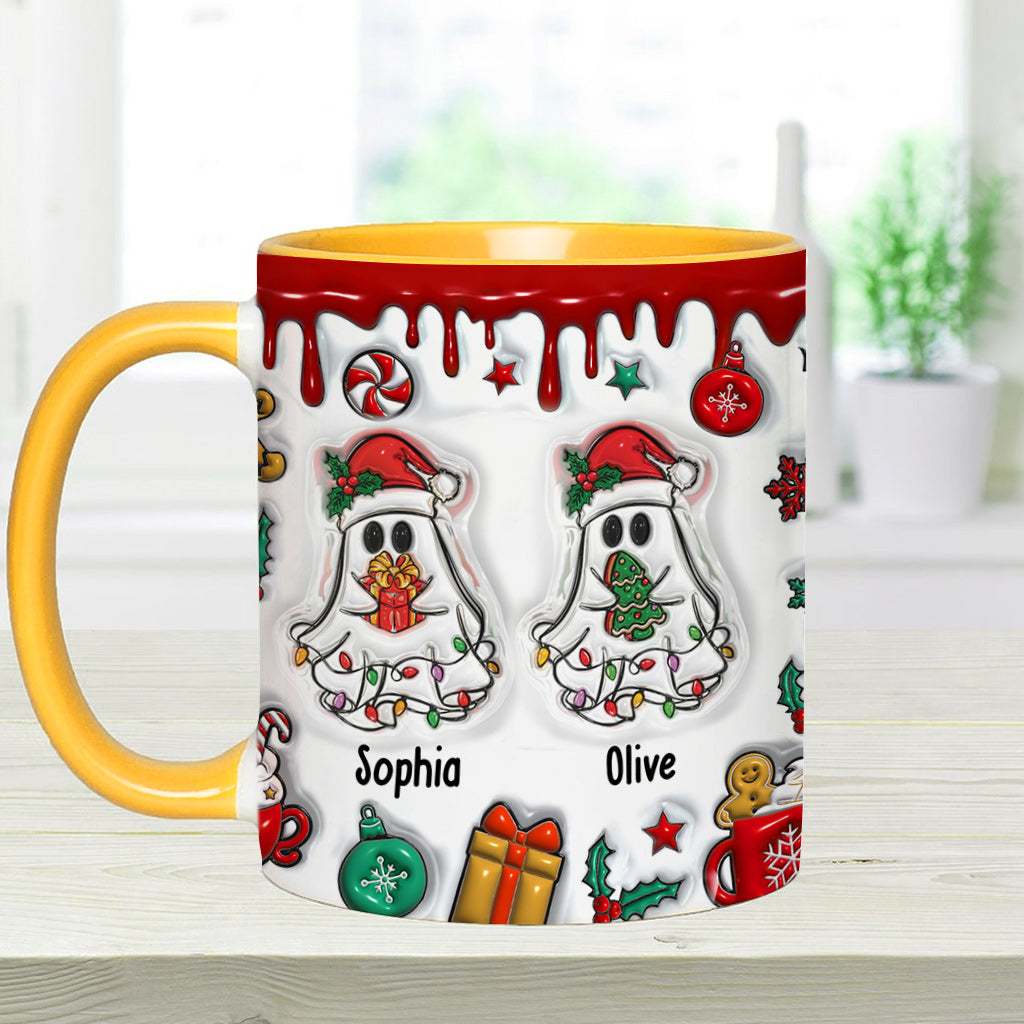 Lustige Weihnachtstasse mit Geisterfreunden-Motiv – personalisierte Tasse mit dem Aufdruck „Beste Freundin“